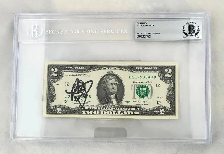 Kathryn Newton Signed $2 Bill US Currency Beckett BAS 1 COA