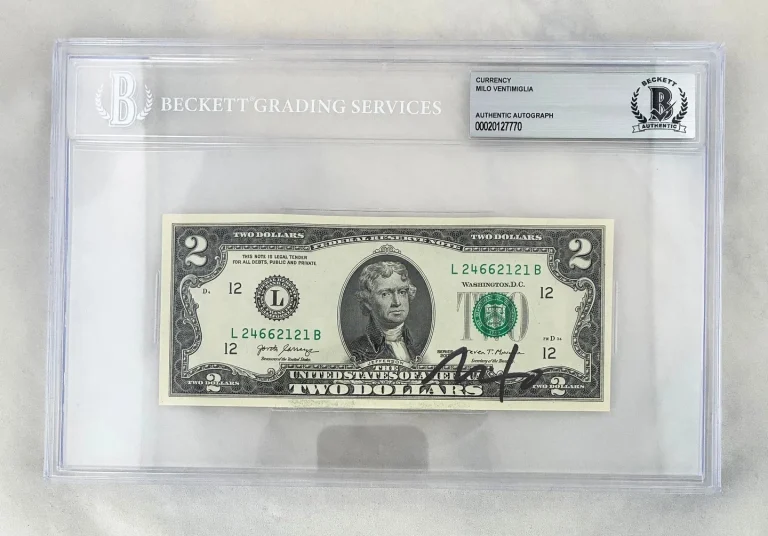 Milo Ventimiglia Signed $2 Bill US Currency Beckett BAS 1 COA
