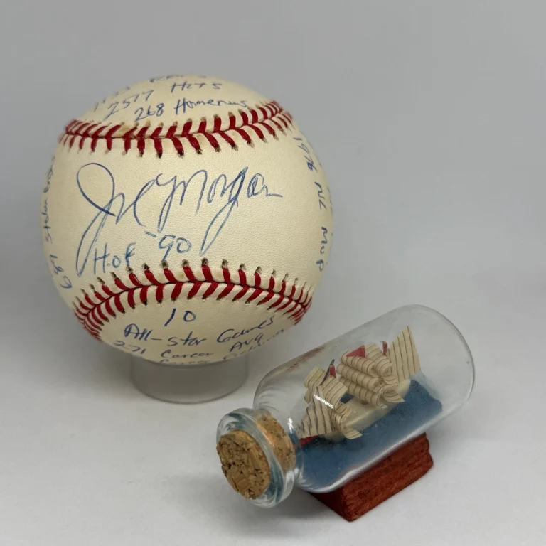 Joe Morgan signed Rawlings ONL Baseball JSA COA Inscribed Stat HOF Reds A4361