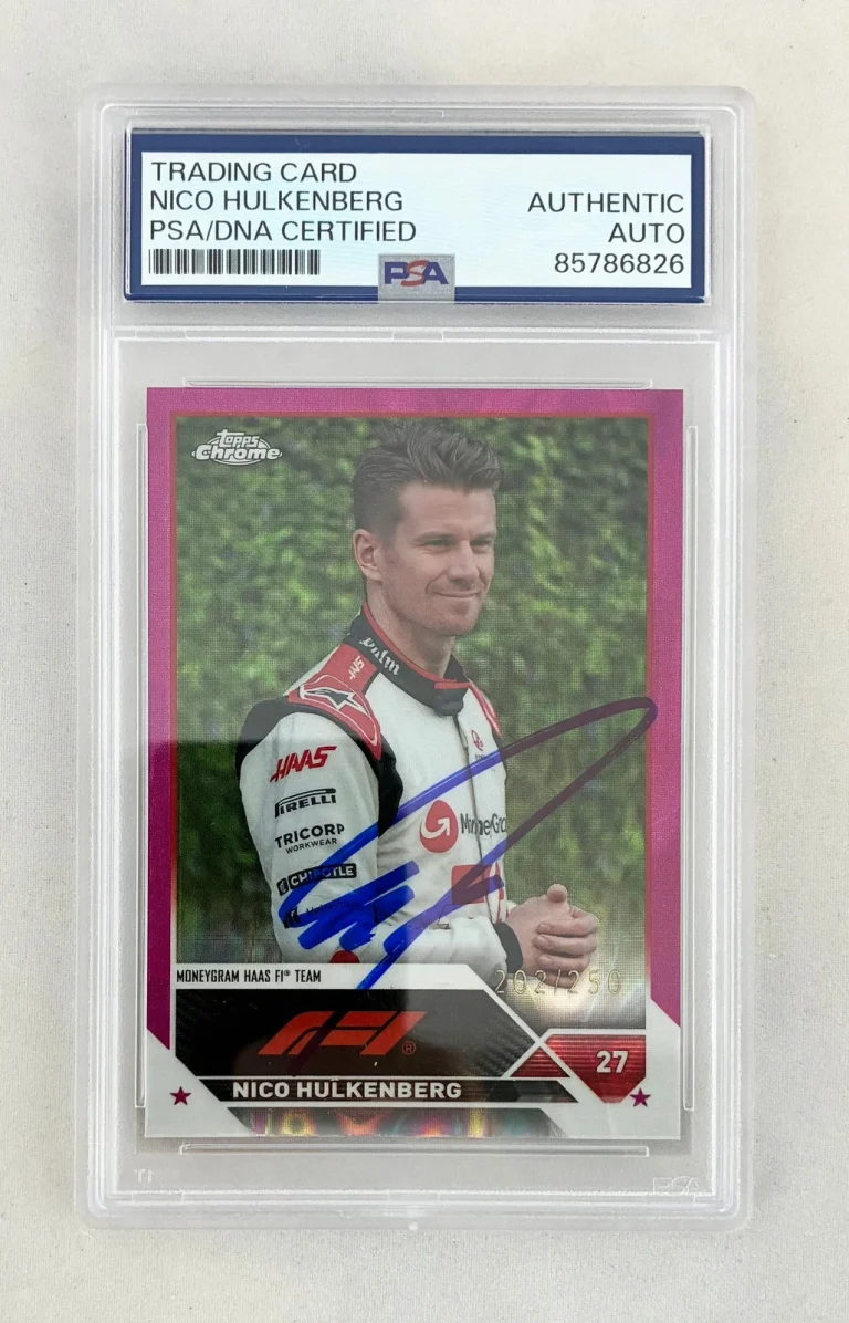 Nico Hulkenberg Signed Card 2023 Topps Chrome Pink Refractor F1 #47 PSA/DNA COA