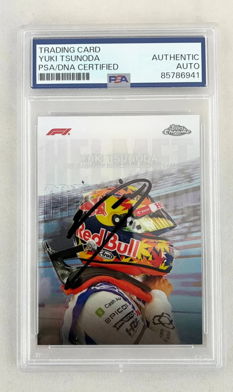 Yuki Tsunoda Signed Card 2024 Topps Chrome #HC-13 F1 PSA/DNA COA