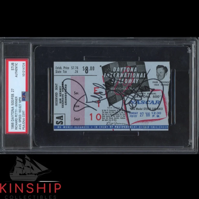 Richard Petty signed 1966 Daytona 500 Ticket PSA DNA Slab NASCAR Win Auto C6064