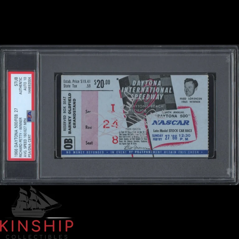Richard Petty signed 1966 Daytona 500 Ticket PSA DNA Slab NASCAR Win Auto C6066