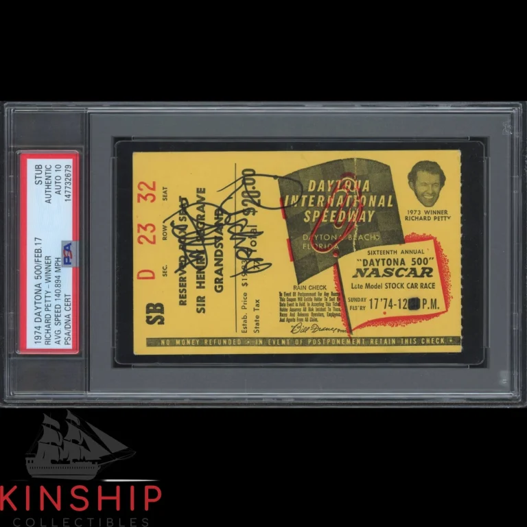 Richard Petty signed 1974 Daytona 500 Ticket PSA DNA Slab NASCAR Win Auto C6067