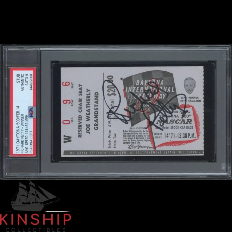 Richard Petty signed 1971 Daytona 500 Ticket PSA DNA Slab NASCAR Win Auto C6068