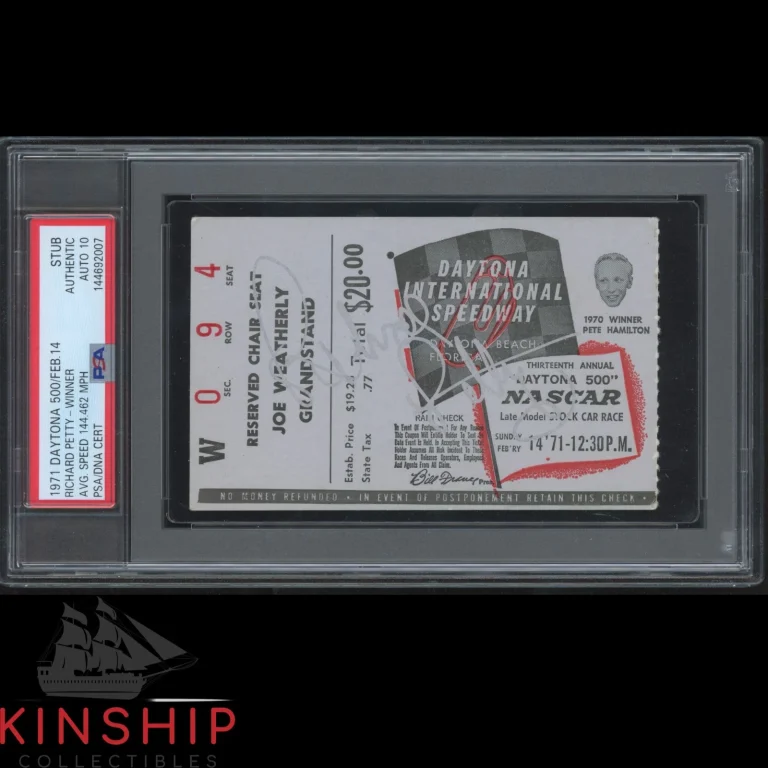 Richard Petty signed 1971 Daytona 500 Ticket PSA DNA Slab NASCAR Win Auto C6065