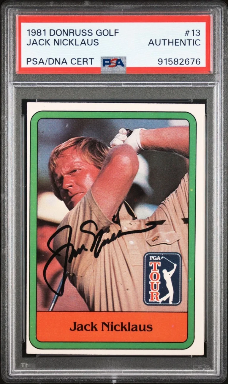 JACK NICKLAUS SIGNED 1981 DONRUSS GOLF ROOKIE CARD #13 RC MASTERS PSA/DNA