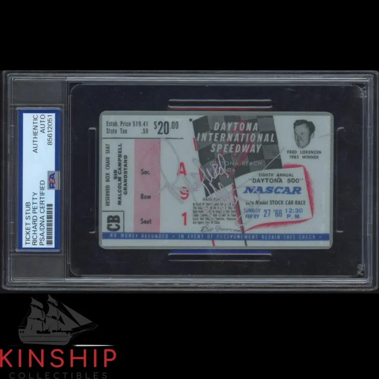 Richard Petty signed 1966 Daytona 500 Ticket PSA DNA Slab NASCAR Win Auto C6059