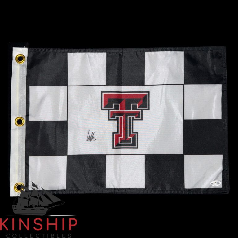 Ludvig Aberg signed Texas Tech Pin Flag JSA COA Masters Golf Ryder Cup Auto G188
