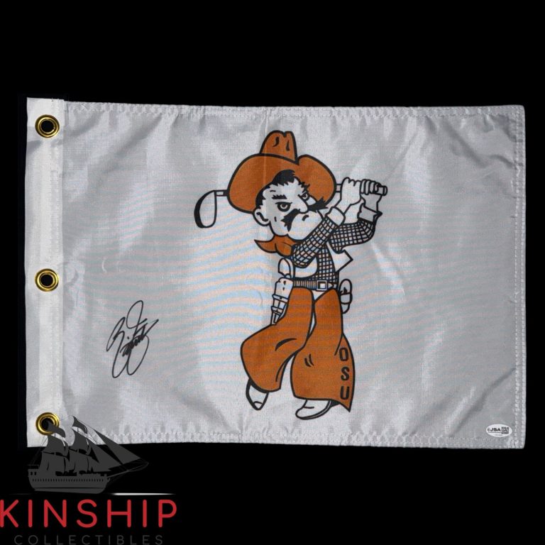 Rickie Fowler signed OSU Cowboys Pin Flag JSA COA Masters Golf Auto G191