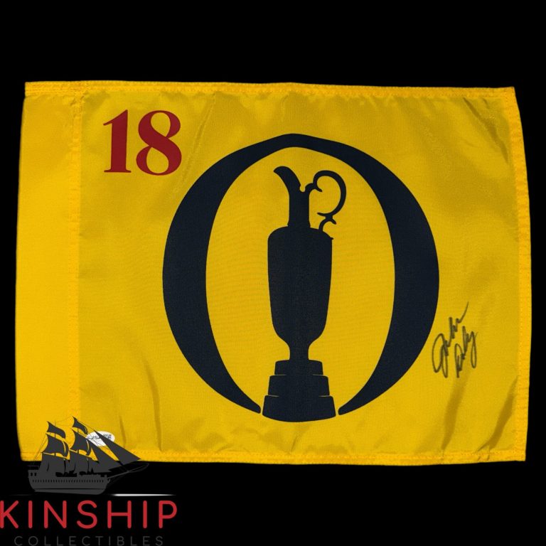 John Daly signed Undated British Open Flag JSA COA Golf Auto Rare GQTY