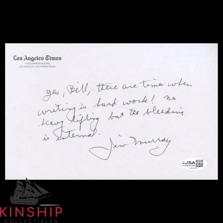 Jim Murray signed Handwritten Note JSA COA HOF Spink Writer BBWAA Z2603