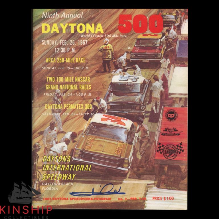 Mario Andretti signed 1967 Daytona 500 Program JSA COA NASCAR Auto Winner E398