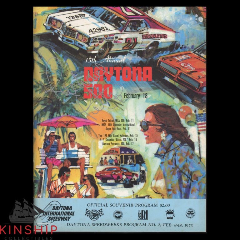 Richard Petty signed 1973 Daytona 500 Program JSA COA NASCAR Auto Winner E407