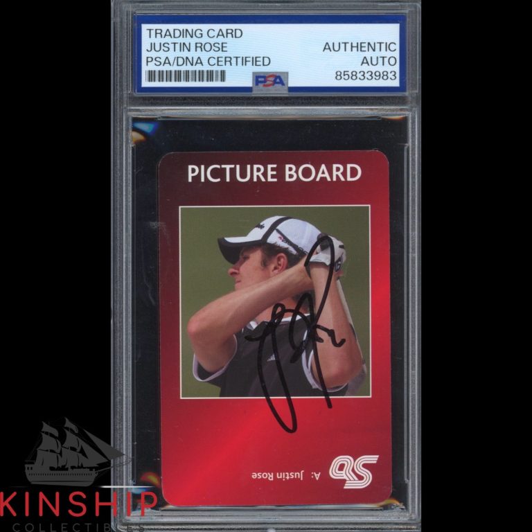 Justin Rose signed 2007 Question of Sport Card PSA DNA Slab Golf Auto C6101