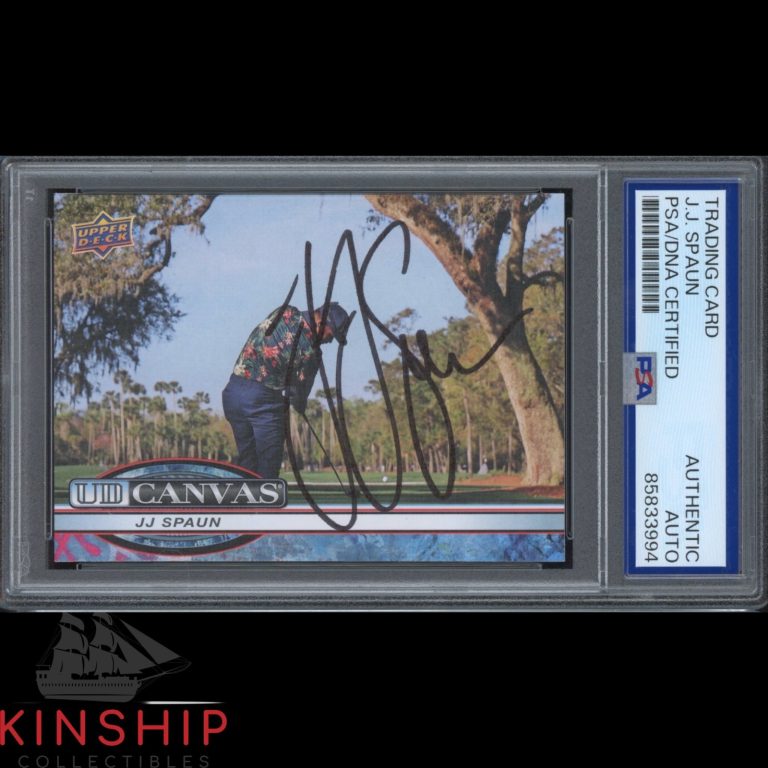 JJ Spaun signed 2026 Upper Deck Canvas Golf Card PSA DNA Slab PGA Auto C6099