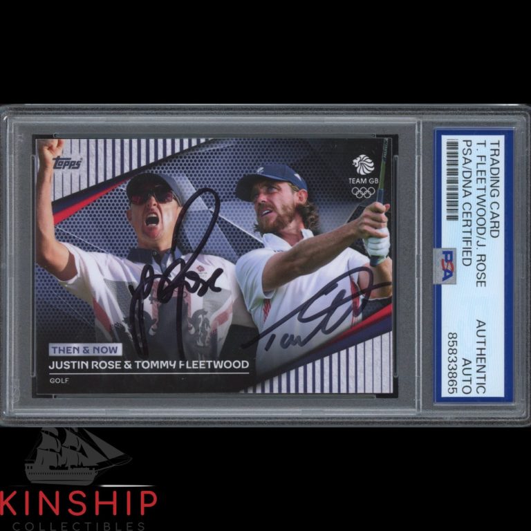 Tommy Fleetwood & Justin Rose signed 2024 Topps Olympic Card PSA DNA Auto C6102
