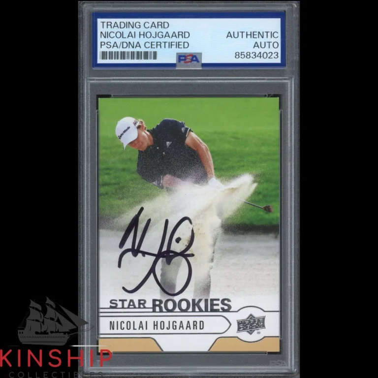 Nicolai Hojgaard signed 2021 SP Authentic Rookie Card PSA DNA Slab Auto C6104