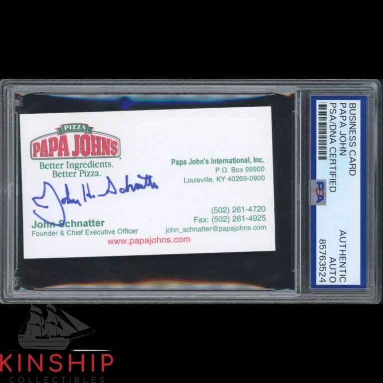 John Schnatter Papa John signed Business Card PSA DNA Slab Pizza Auto C6127
