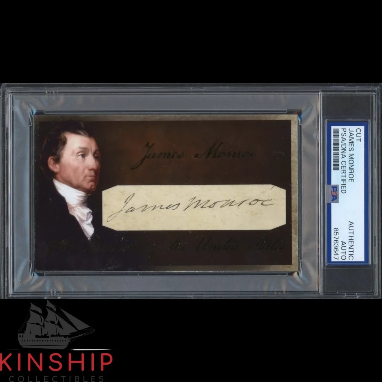 President James Monroe signed Cut 3x5 Custom Card PSA DNA Slab Auto C6163