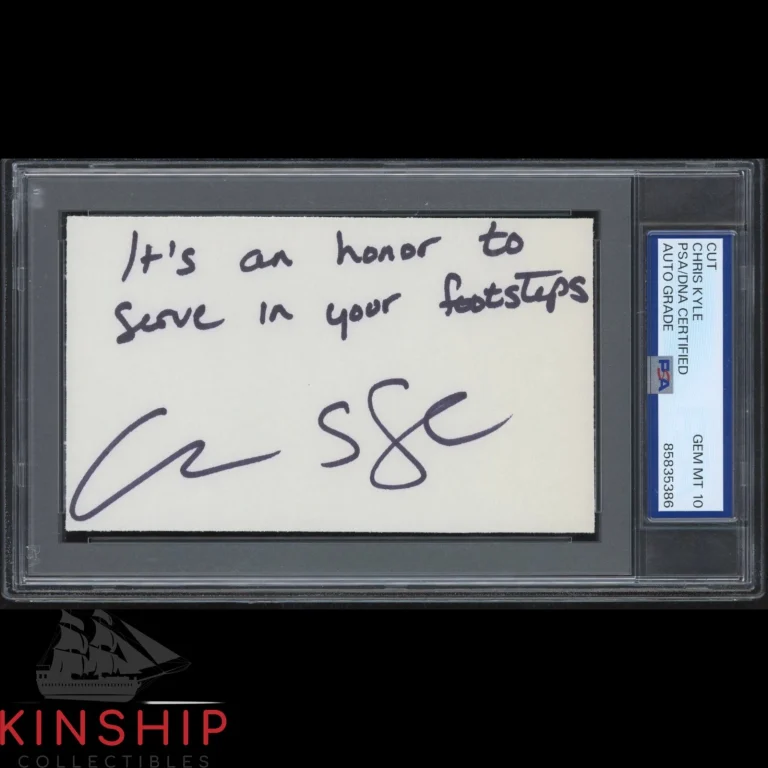 Chris Kyle signed 3x5 Cut PSA DNA Slab Inscribed Military Auto C6206