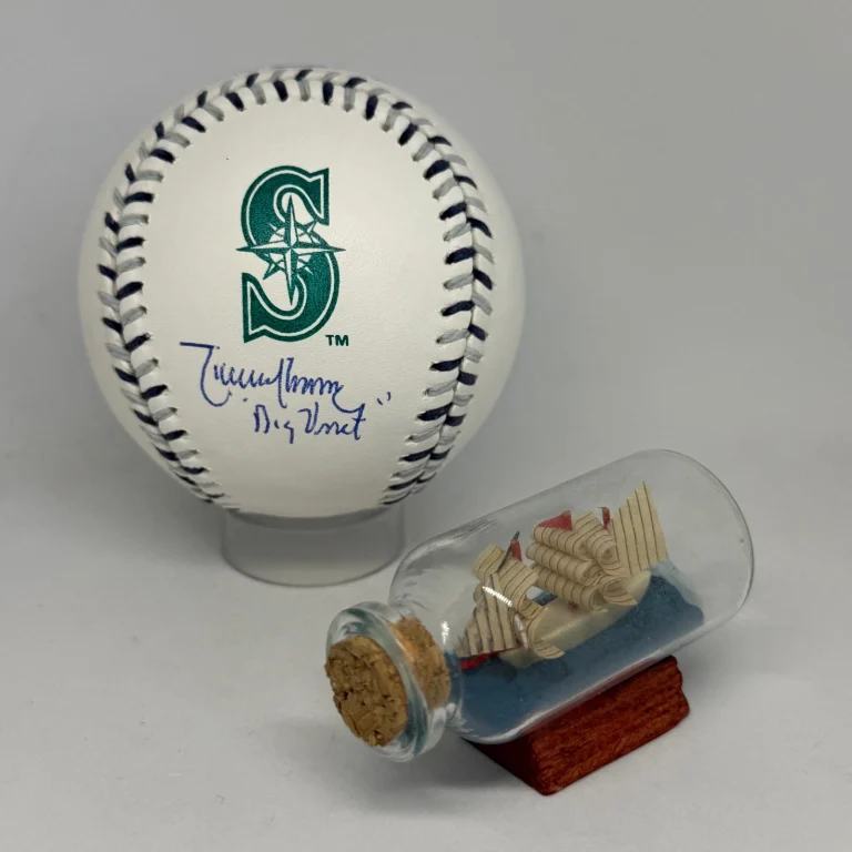 Randy Johnson signed Mariners Stitch Logo Baseball JSA COA Inscribed Auto A4424