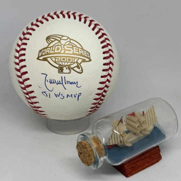 Randy Johnson signed 2001 World Series Logo Baseball JSA Inscribed Auto A4429
