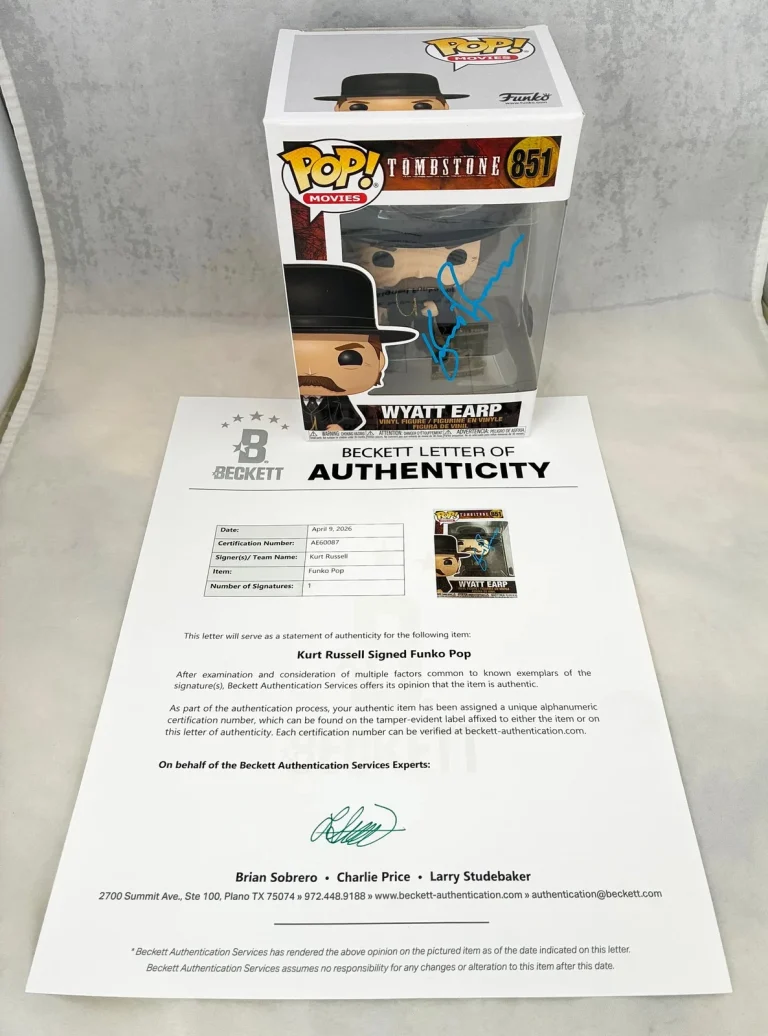 Kurt Russell Signed Funko Pop Tombstone Wyatt Earp Beckett BAS COA