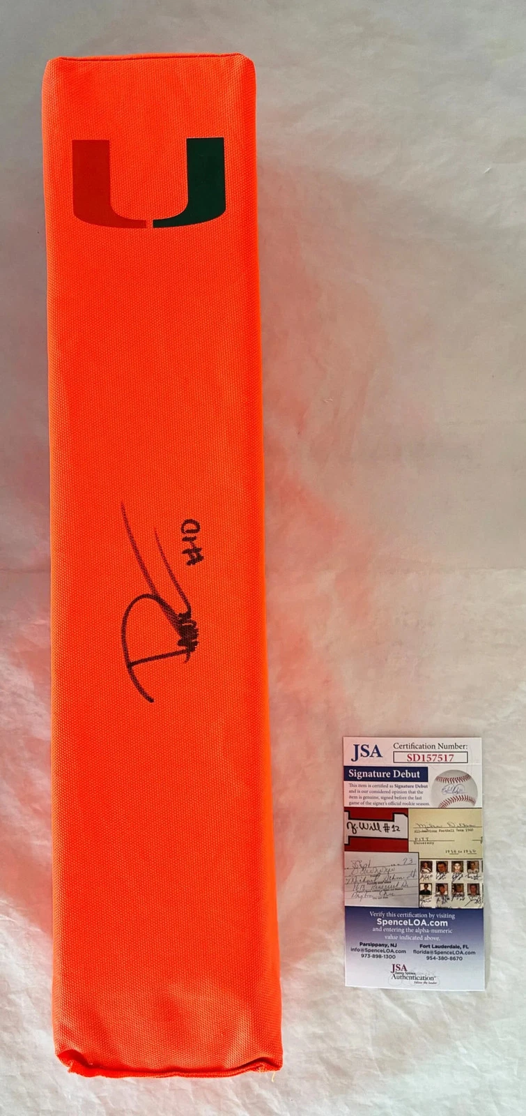 Darian Mensah Signed Pylon Miami Hurricanes JSA COA