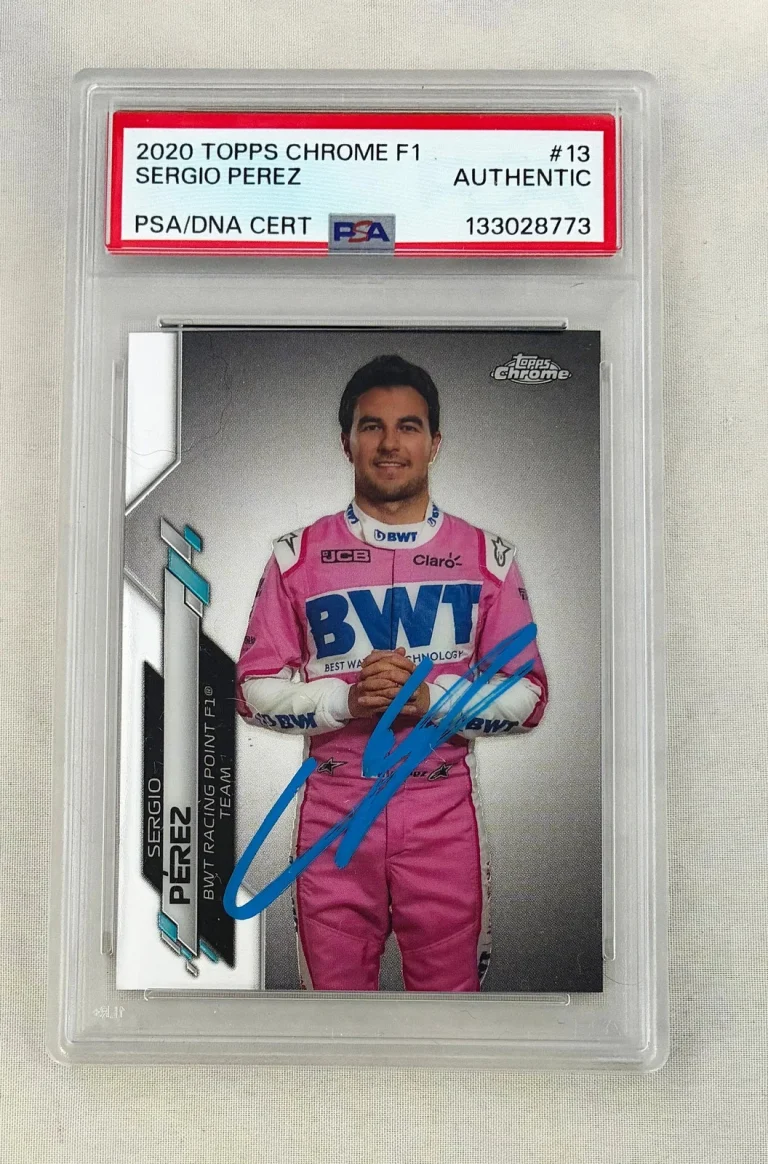 Sergio Perez Signed Rookie Card 2020 Topps Chrome #13 Checo PSA/DNA 1 COA