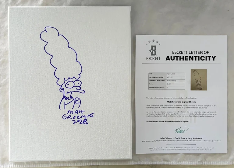 Matt Groening Signed 11x14 Sketch Hand Drawn Canvas The Simpsons Marge Becket...