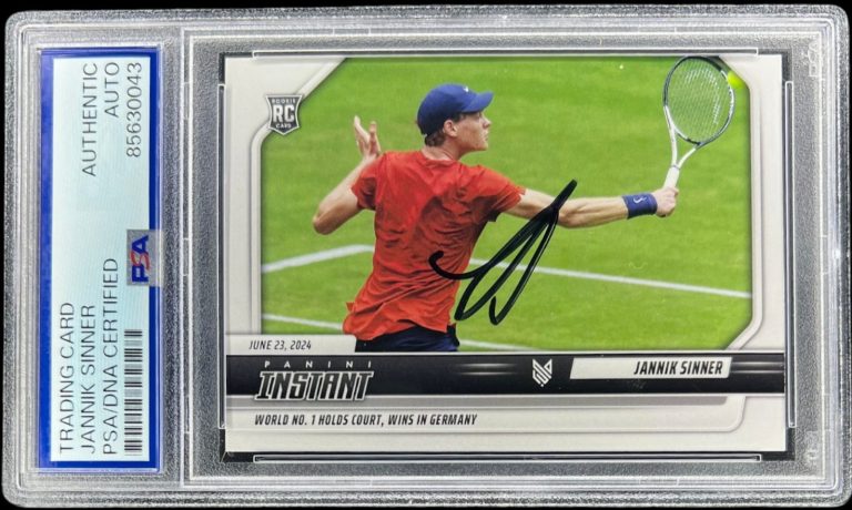 JANNIK SINNER SIGNED 2024 PANINI INSTANT ROOKIE CARD #JS-2 TENNIS RC AUTO PSA