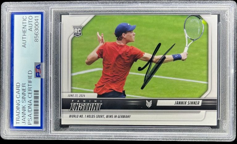 JANNIK SINNER SIGNED 2024 PANINI INSTANT ROOKIE CARD #JS-2 TENNIS RC AUTO PSA !