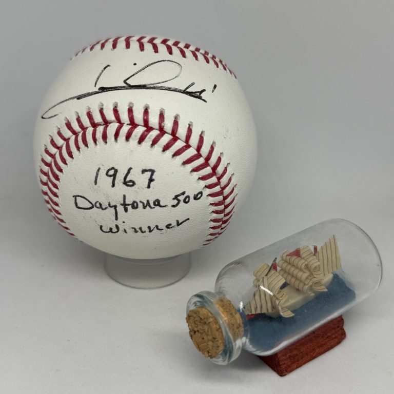 Mario Andretti signed Rawlings Baseball JSA Inscribed 1967 Daytona 500 Win A4467