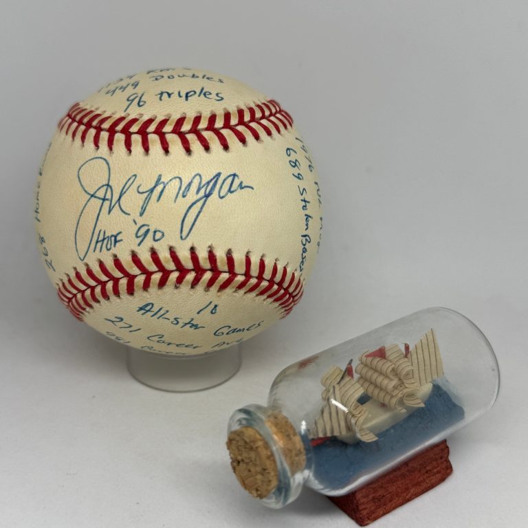 Joe Morgan signed Rawlings ONL Baseball JSA COA Inscribed Stat HOF Reds A4477