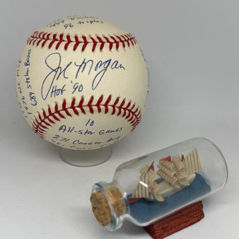 Joe Morgan signed Rawlings ONL Baseball JSA COA Inscribed Stat HOF Reds A4475
