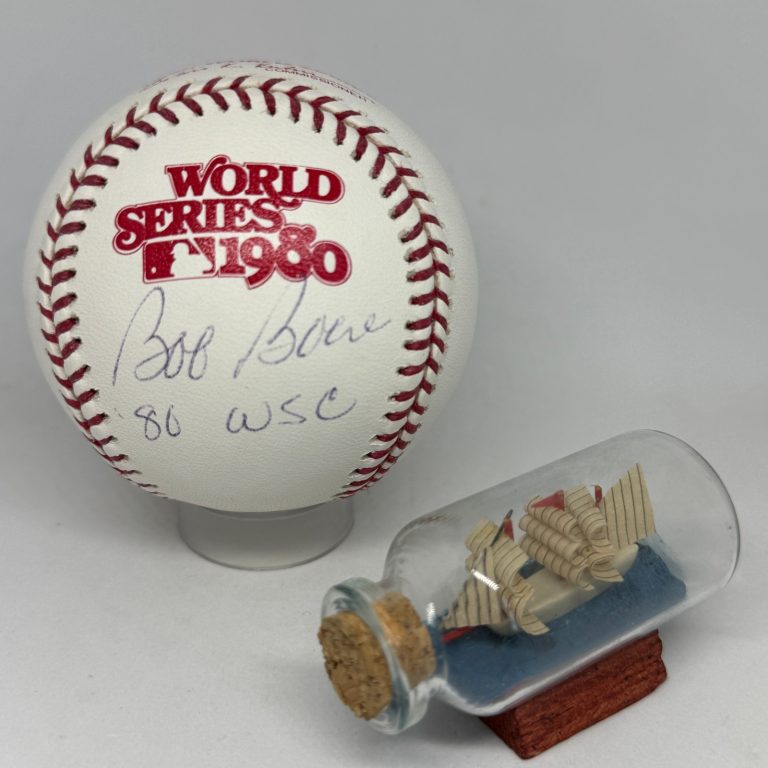 Bob Boone signed Rawlings 1980 World Series Logo Baseball Phillies Auto A4472
