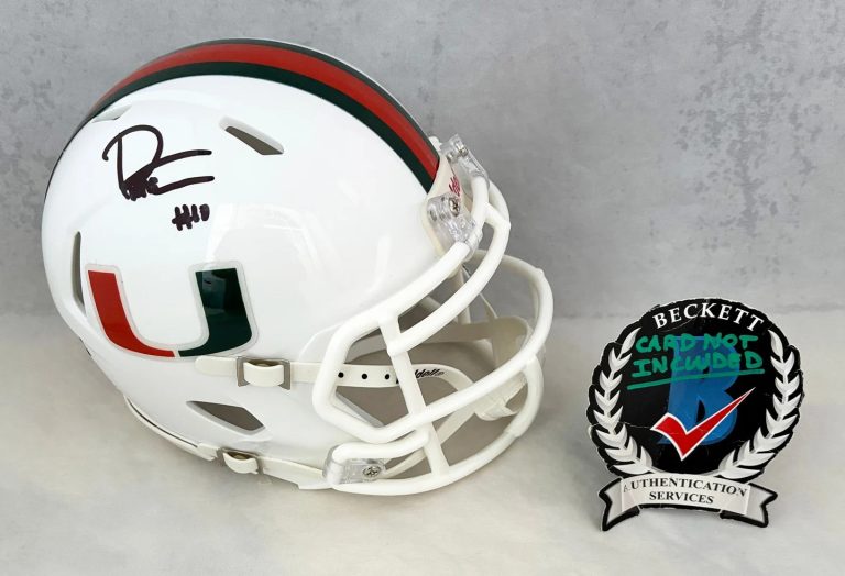 Darian Mensah Signed Mini Helmet Miami Hurricanes Beckett BAS 2 COA