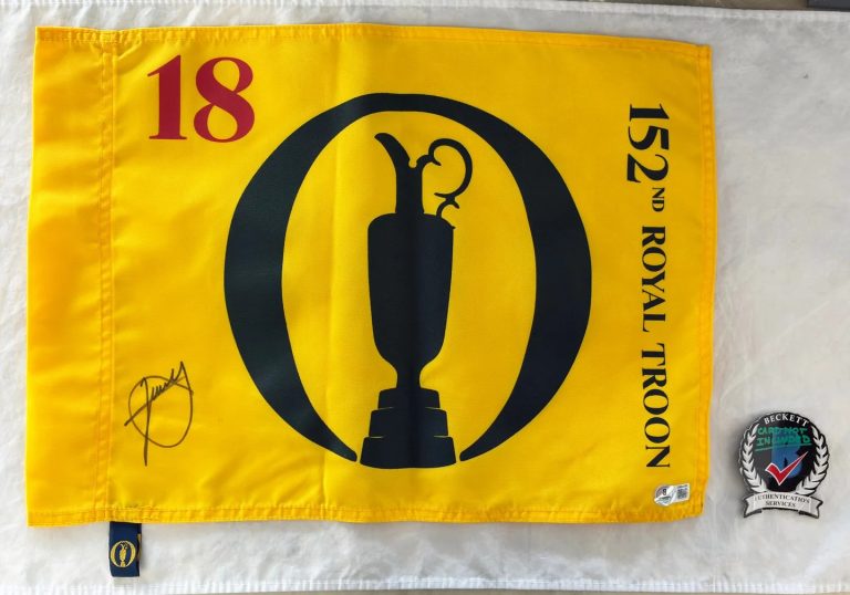 Xander Schauffele Signed 2024 Open Championship Flag Beckett BAS COA