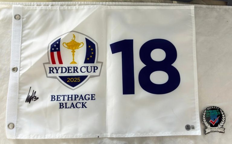 Ludvig Aberg Signed 2025 Ryder Cup Flag Bethpage Black Beckett BAS COA