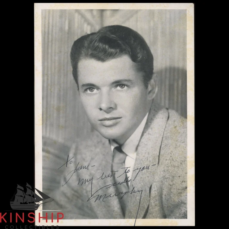 Audie Murphy signed 5x7 B&W Photo JSA LOA Rare Inscribed WWII Auto B2332