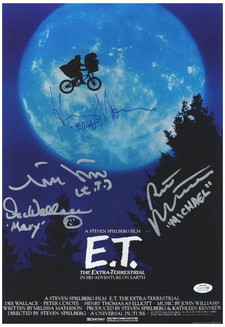 E.T. The Extra Terrestrial Cast Autographed 12x18 Movie Poster Exact Proof ACOA