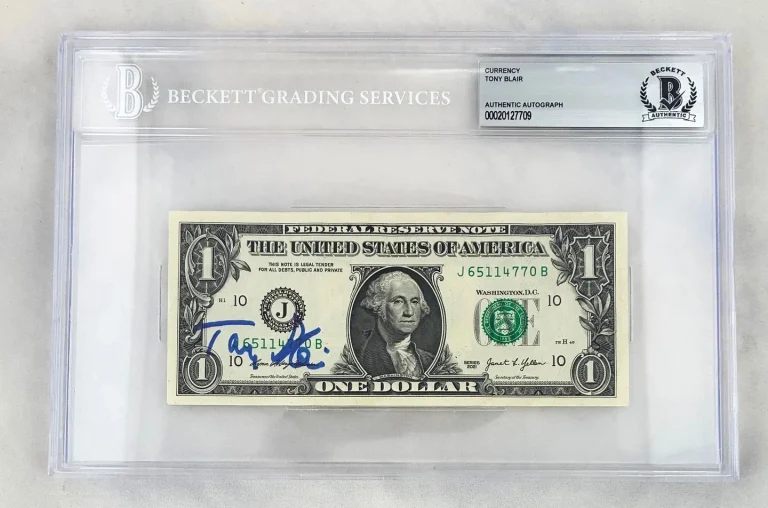 Tony Blair Signed $1 Bill US Currency Former Prime Minister of England Becket...