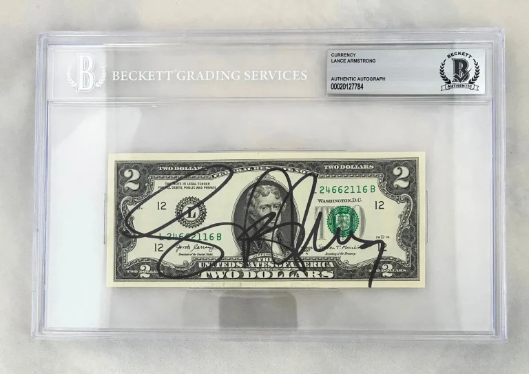 Lance Armstrong Signed $2 Bill US Currency Tour de France Beckett BAS COA