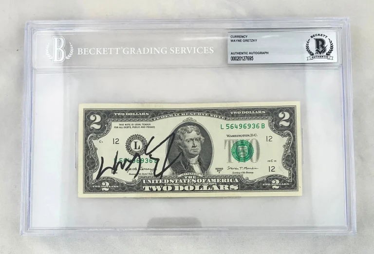 Wayne Gretzky Signed $2 Bill US Currency Edmonton Oilers Beckett BAS COA