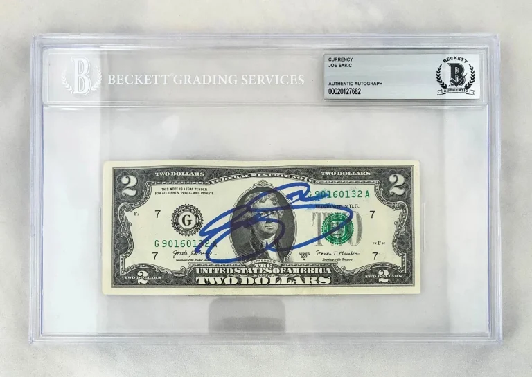 Joe Sakic Signed $2 Bill US Currency Colorado Avalanche Beckett BAS 1 COA