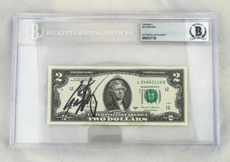 Seth Meyers Signed $2 Bill US Currency Beckett BAS 1 COA