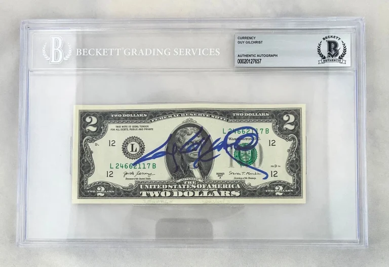 Guy Gilchrist Signed $2 Bill US Currency Beckett BAS COA