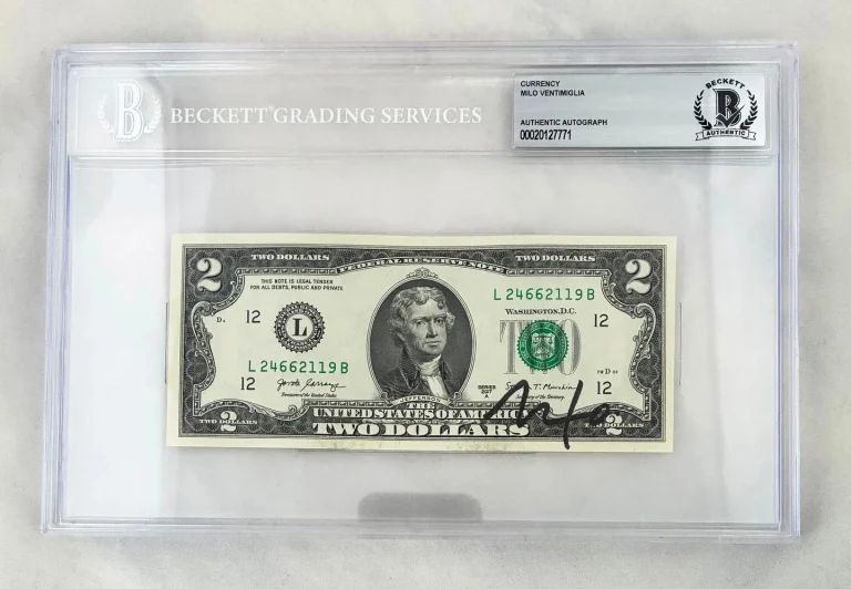 Milo Ventimiglia Signed $2 Bill US Currency Beckett BAS COA