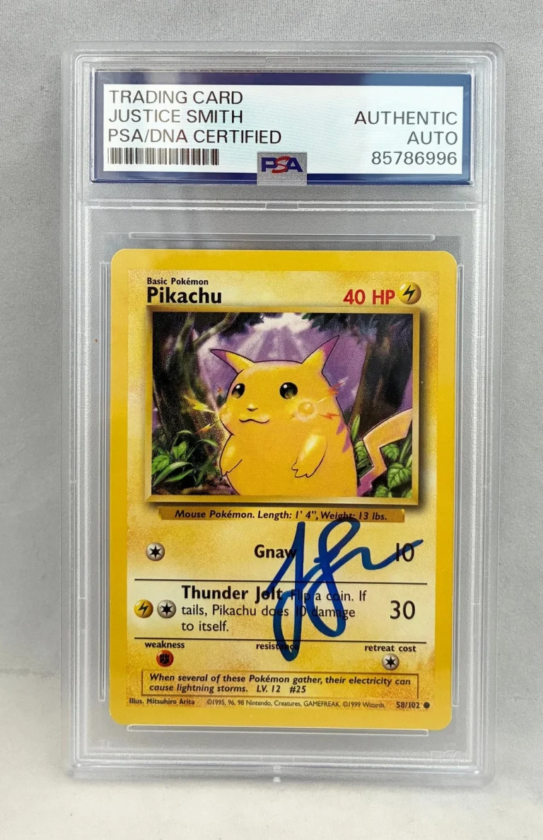 Justice Smith Signed Card Pokemon Pikachu PSA/DNA COA